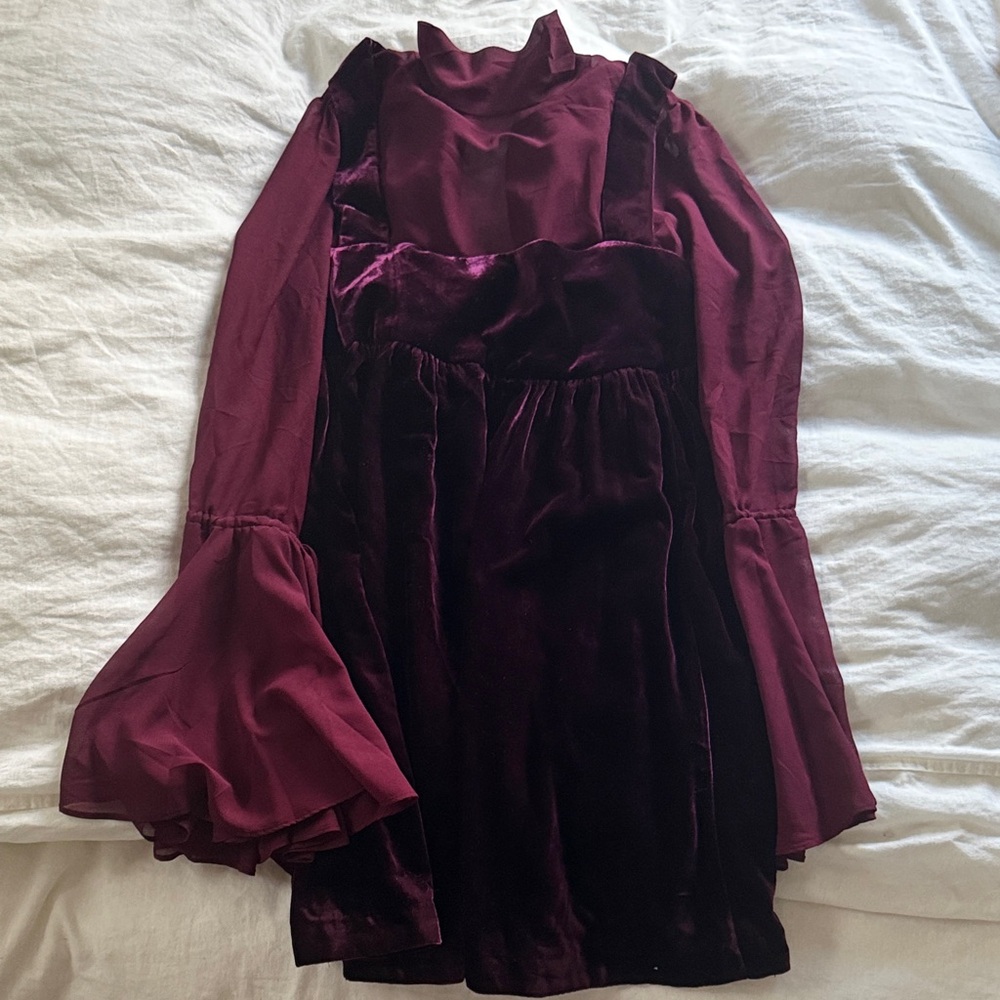 Free People Burgundy Velvet Dress - Picture 5 of 8